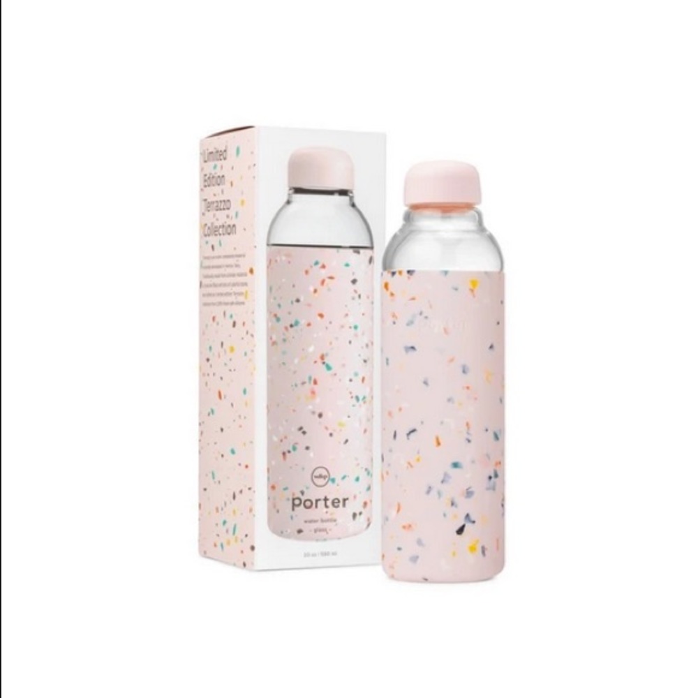 W&P Porter Terrazzo Blush Glass Water Bottle NIB 20 oz - Picture 2 of 5